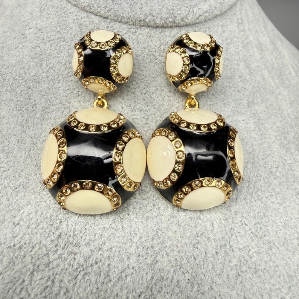 Kate Spade Pierced Earrings Pinata Park Dangle Drop Gold Tone Mod Statement